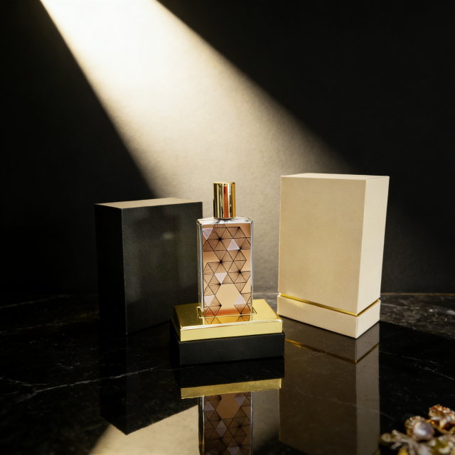 FSC Luxury Grey PU Paper Base and Lid Box for Perfume with Gold Paper Lining,FSC Luxury Grey PU Paper Perfume Box with Gold Paper Lining