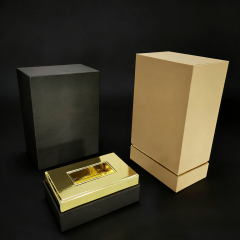 FSC Luxury Grey PU Paper Base and Lid Box for Perfume with Gold Paper Lining,FSC Luxury Grey PU Paper Perfume Box with Gold Paper Lining