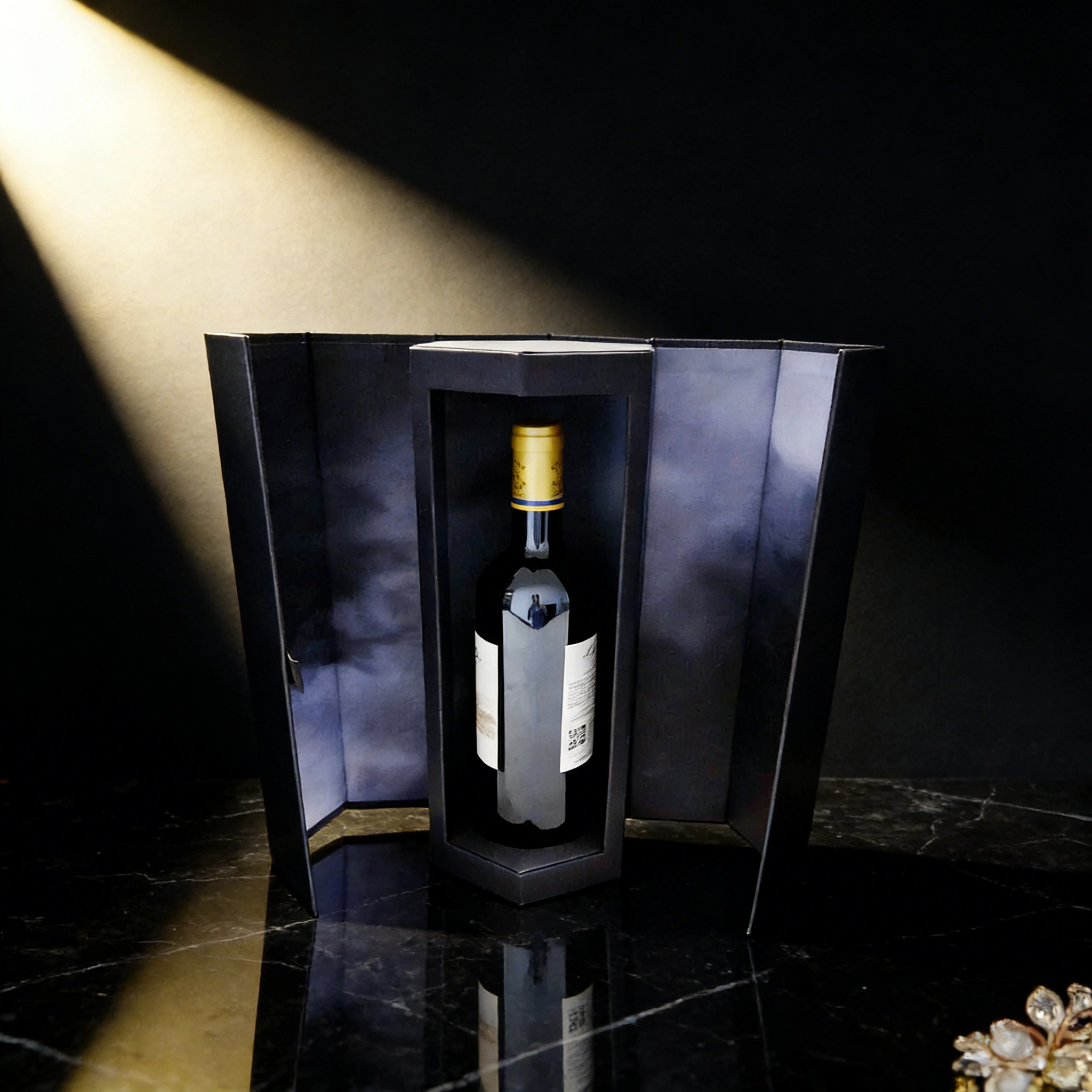 Custom black octagonal wine packaging box