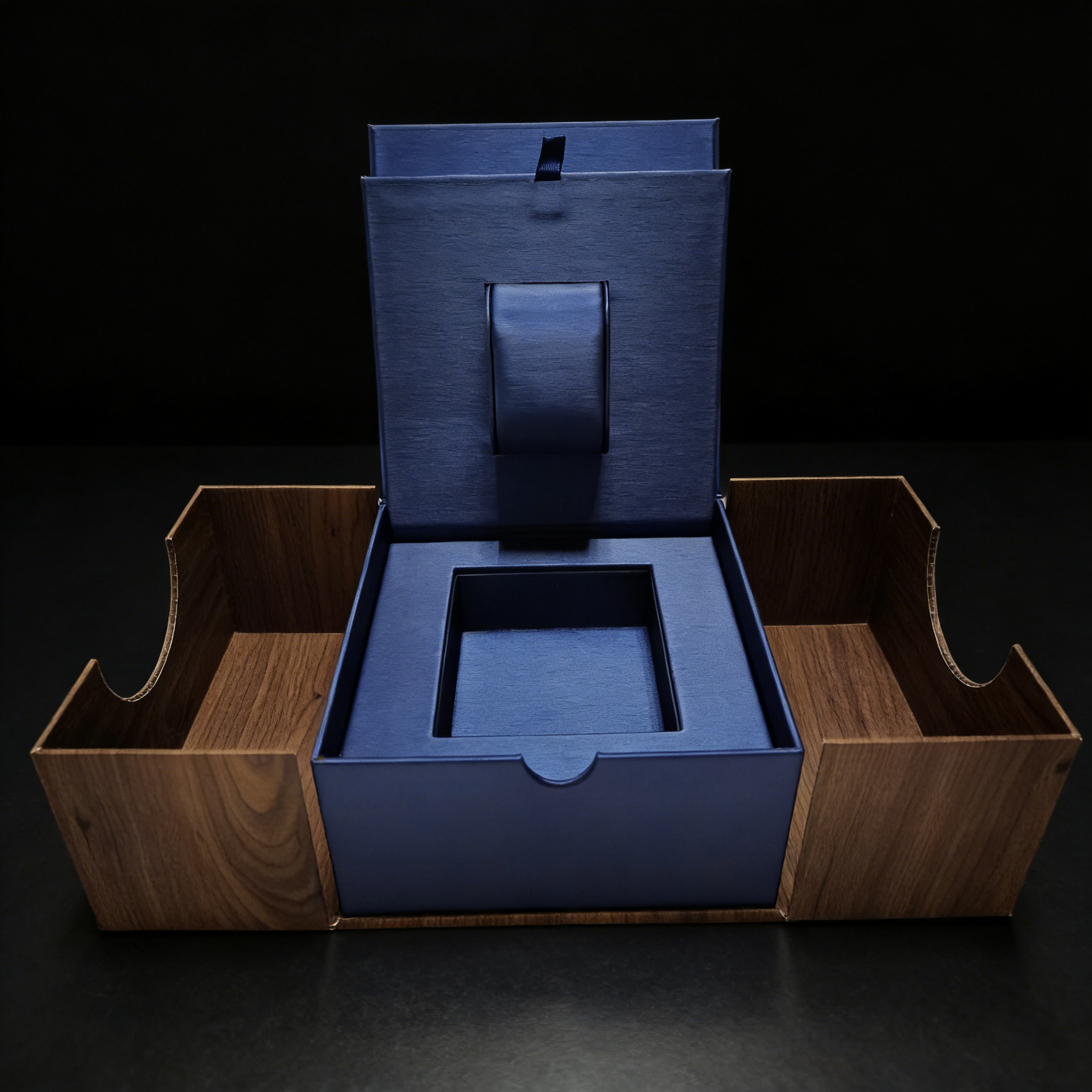 Wood Grain Watch Box Custom Wood Watch Box,Wood Grain Specialty Paper Watch Box Top & Lid Vac Tray Bulk B2B