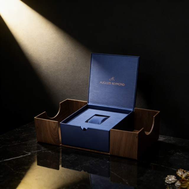 Wood Grain Watch Box Custom Wood Watch Box,Wood Grain Specialty Paper Watch Box Top & Lid Vac Tray Bulk B2B