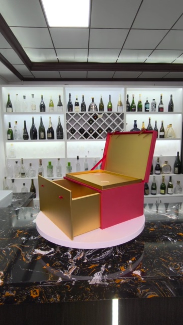 Gilded Specialty Paper Gift Box Red Gold Gift Box,Elegant Red Gold Gift Box Book Type With Ribbon Drawer Custom Logo