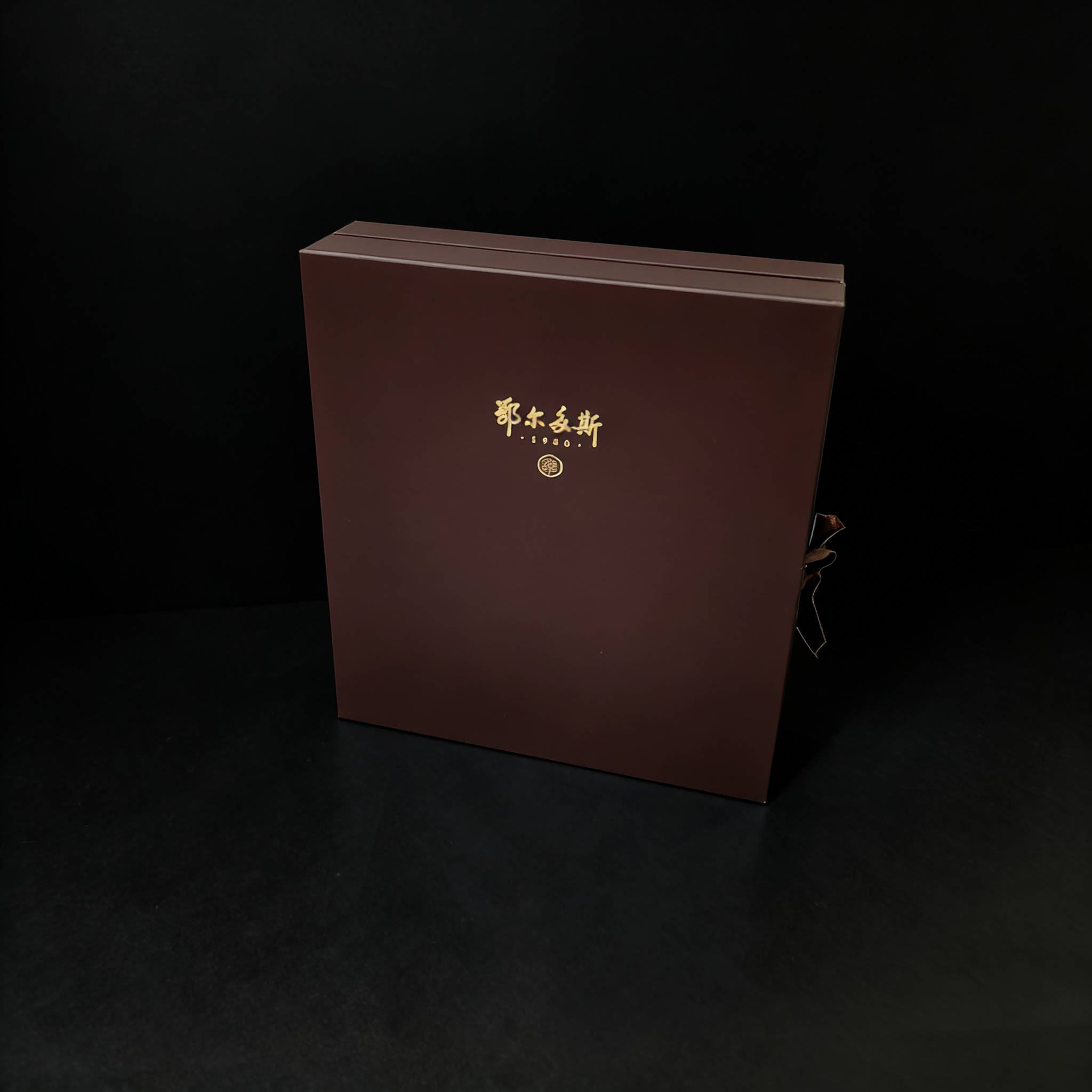 Tactile Paper Gift Box Brown Red Gift Box,Premium Brown Red Tactile Paper Gift Box Book Type With Ribbon Drawer