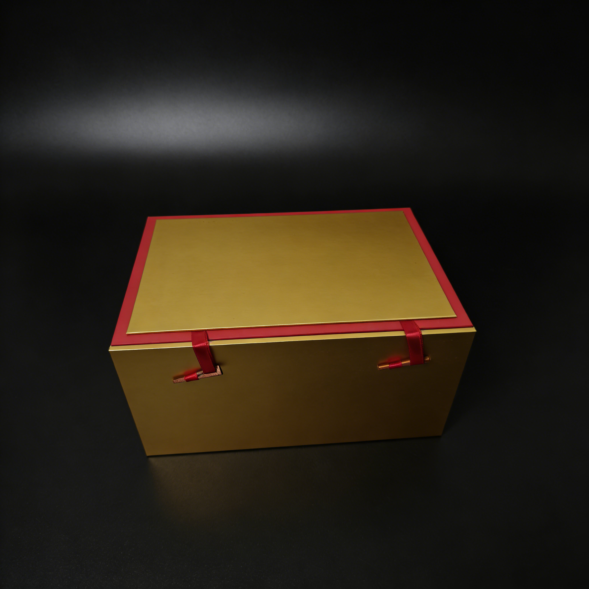 Gilded Specialty Paper Gift Box Red Gold Gift Box,Elegant Red Gold Gift Box Book Type With Ribbon Drawer Custom Logo