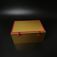 Gilded Specialty Paper Gift Box Red Gold Gift Box,Elegant Red Gold Gift Box Book Type With Ribbon Drawer Custom Logo