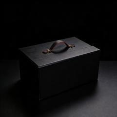 Luxury PU Leather Gift Box Black Gift Box,Premium Black PU Leather Gift Box Book Type With Metal Handle Bulk