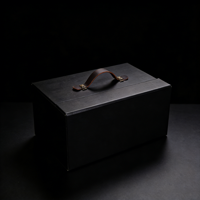 Luxury PU Leather Gift Box Black Gift Box,Premium Black PU Leather Gift Box Book Type With Metal Handle Bulk