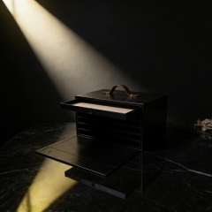 Luxury PU Leather Gift Box Black Gift Box,Premium Black PU Leather Gift Box Book Type With Metal Handle Bulk