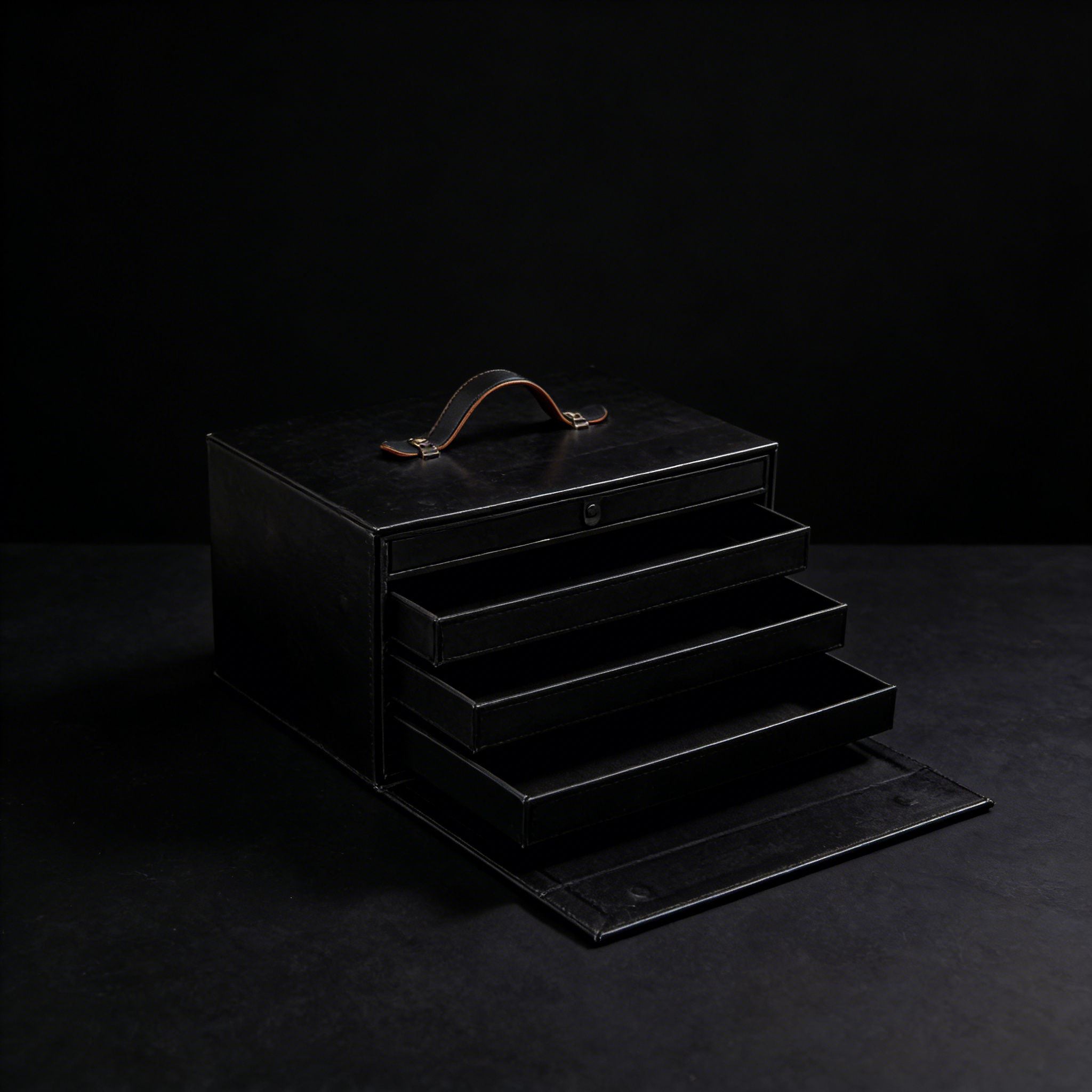 Luxury PU Leather Gift Box Black Gift Box,Premium Black PU Leather Gift Box Book Type With Metal Handle Bulk