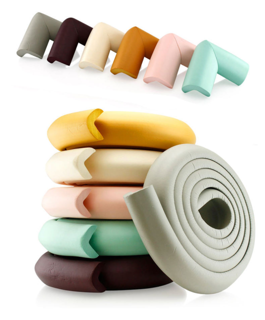 NBR Material Soft L-Shape Furniture Baby Safety Edge & Corner Guards – Transparent/White Protective Bumpers for Tables & Cabinets