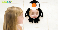 Adhesive Kids Bathroom Mirror – Shatterproof Acrylic Baby Mirror with Animal Design