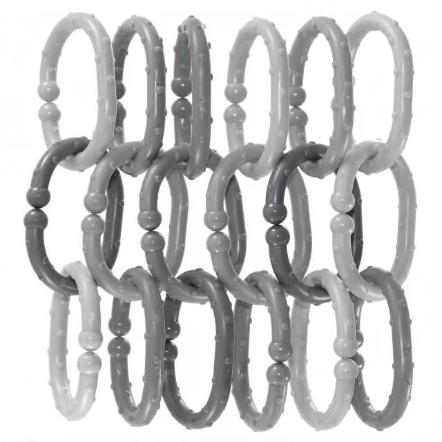 18-Pack BPA-Free Teething-Safe Linkable Toy Chains for Strollers, Car Seats & Play Mats | Multi-Sensory Development & Travel-Friendly Baby Toys (Grey)
