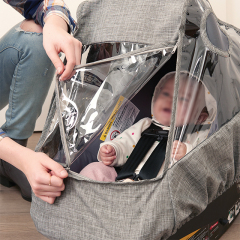 Infant Car Seat Weather Shield with Rain Cover & Ventilated Panels - Universal Fit for Most Car Seats, Gray Melange