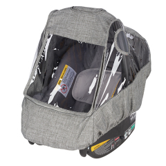 Infant Car Seat Weather Shield with Rain Cover & Ventilated Panels - Universal Fit for Most Car Seats, Gray Melange
