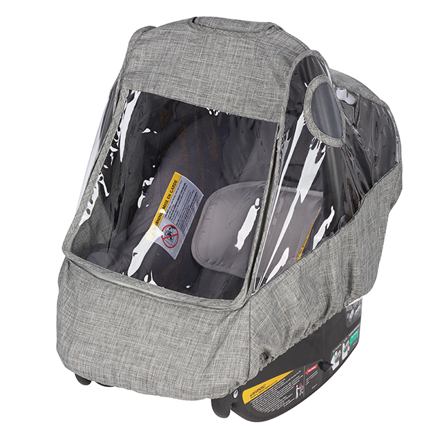 Infant Car Seat Weather Shield with Rain Cover & Ventilated Panels - Universal Fit for Most Car Seats, Gray Melange