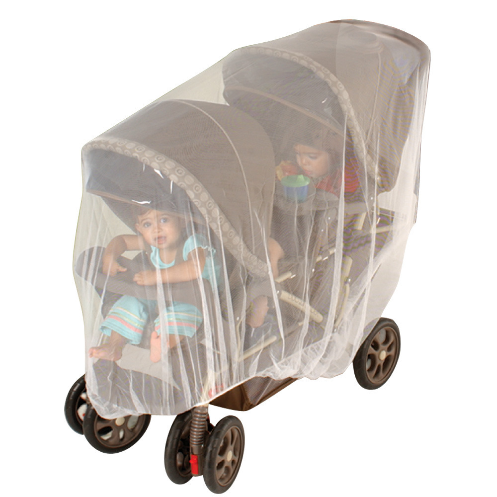 Universal Double Stroller Mosquito Net - Breathable Bug Shield for Side-by-Side & Tandem Strollers, Easy Access with Double Zipper, Machine Washable White, Black, Grey
