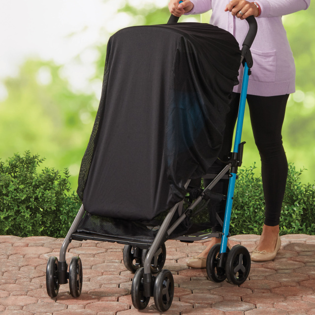 Black Stroller Sunshade Cover - Universal UV Protection Sun Shade for Baby Strollers, Pushchairs, and Buggies