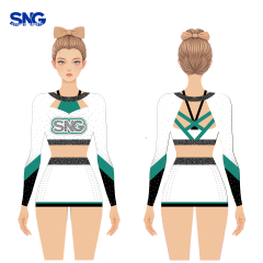 Custom Youth White Cheerleading Uniforms - Breathable Cheer Uniform for School Competition Teams Performance Wear