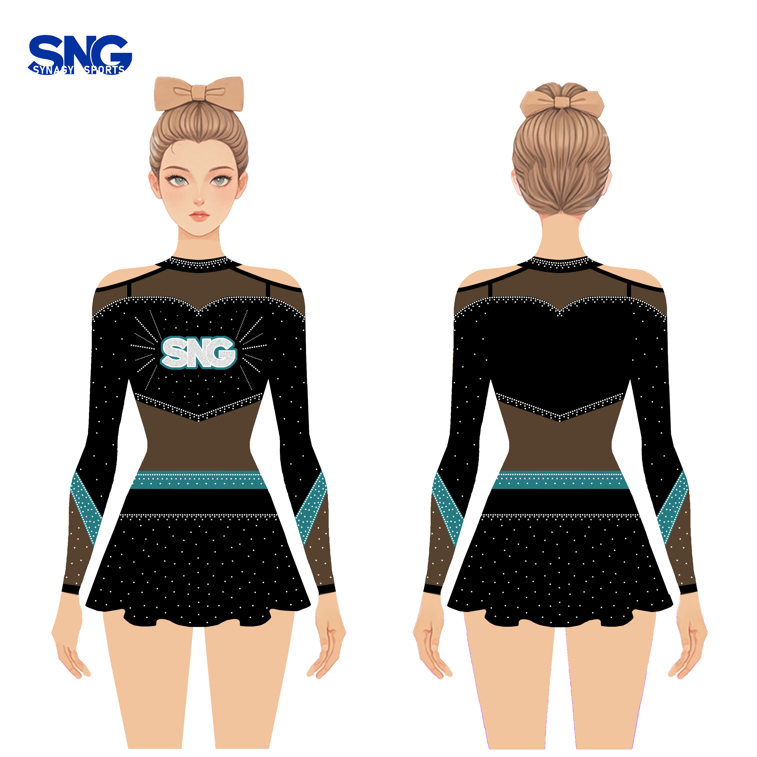 Custom Youth White Cheerleading Uniforms - Breathable Cheer Uniform for School Competition Teams Performance Wear