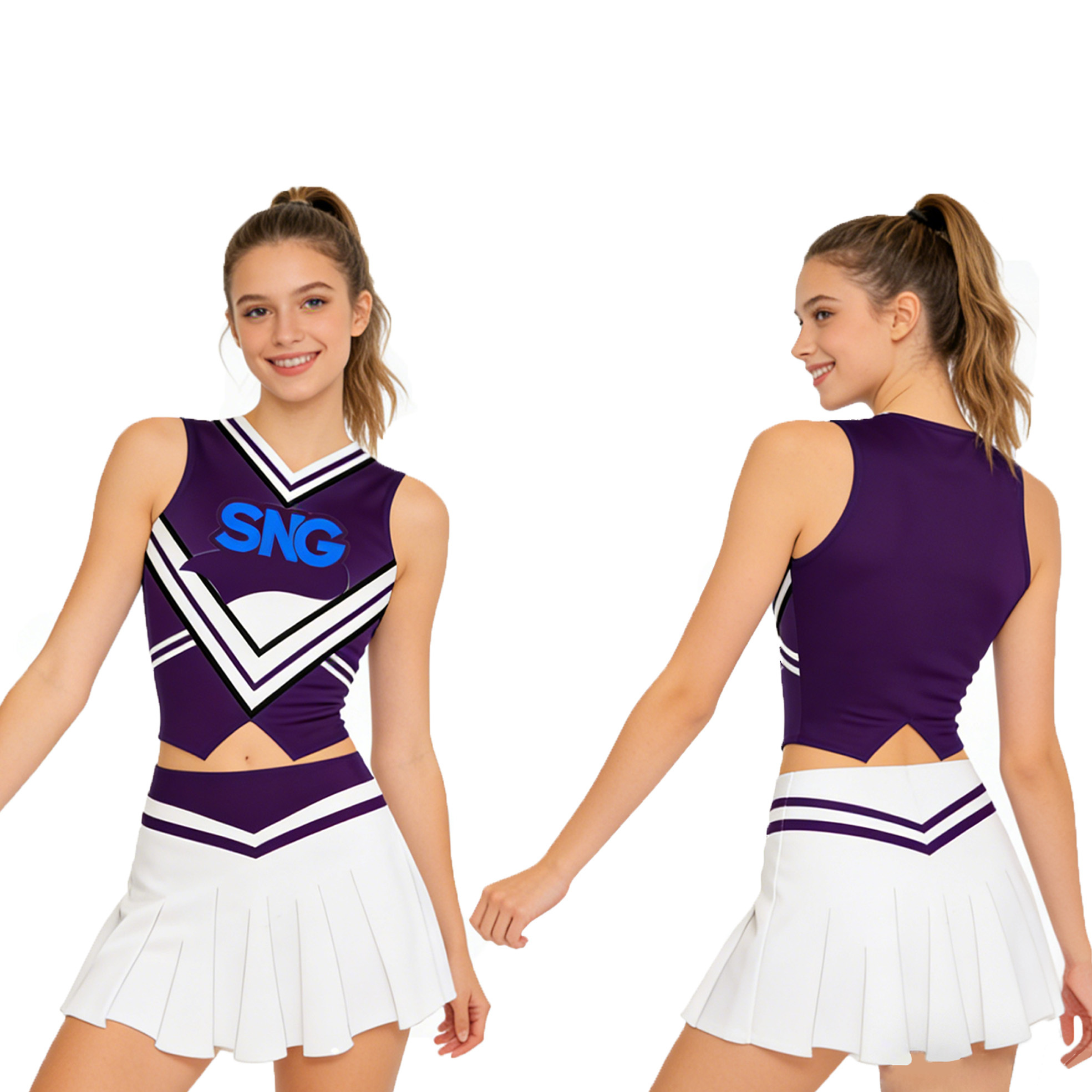 Maroon Gold Cheerleading Uniforms Flintstone Style Pleated Jagged Cut Skirt Kids Youth Sideline Cheer Apparel