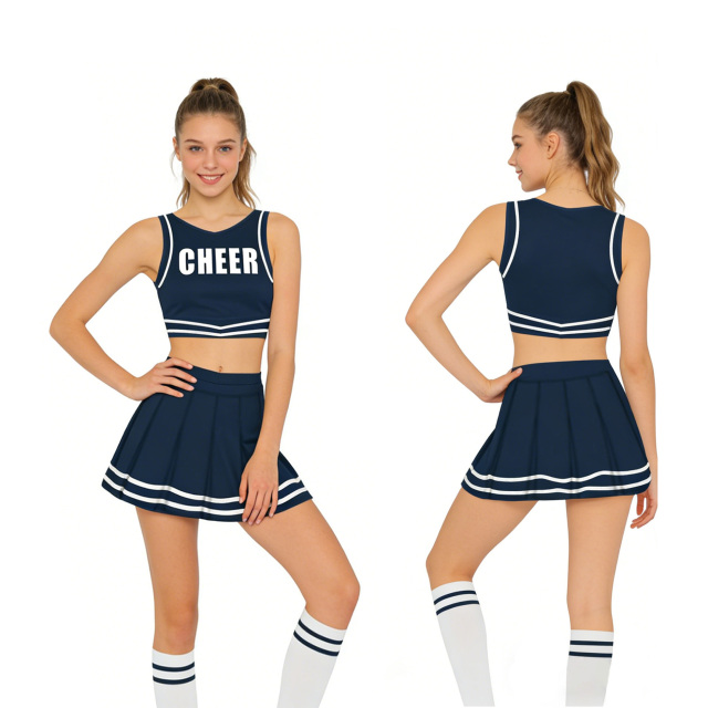 Cheerleader Practice Uniforms Stretch Polyester Fabric Youth Kids Daily Wear