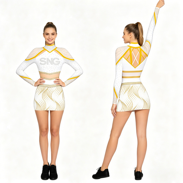 Custom Cheerleading Uniforms Sideline Cheer Uniforms Youth Kids Sublimation Rhinestone Design Black And Silver Cheer Squad Outfits