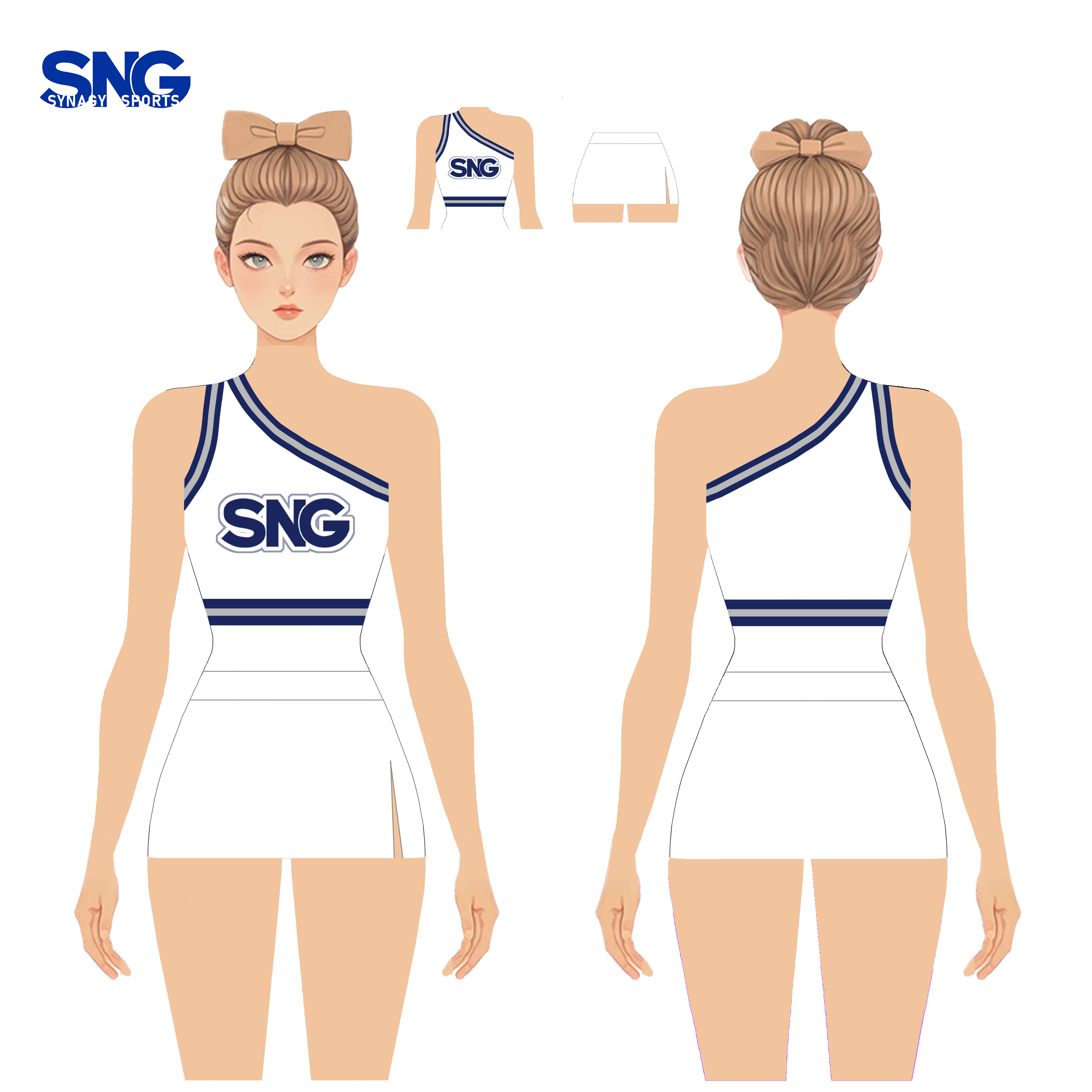 Rhinestone Cheerleading Uniforms Girls Cheer Uniforms Custom Sublimation Youth Cheer Squad Apparel Black And Silver Team Wear