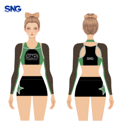 Cheer Uniforms Kids Youth Cheerleading Uniforms Custom Sideline Style Sublimation Rhinestone Black Silver Cheerleading Outfits