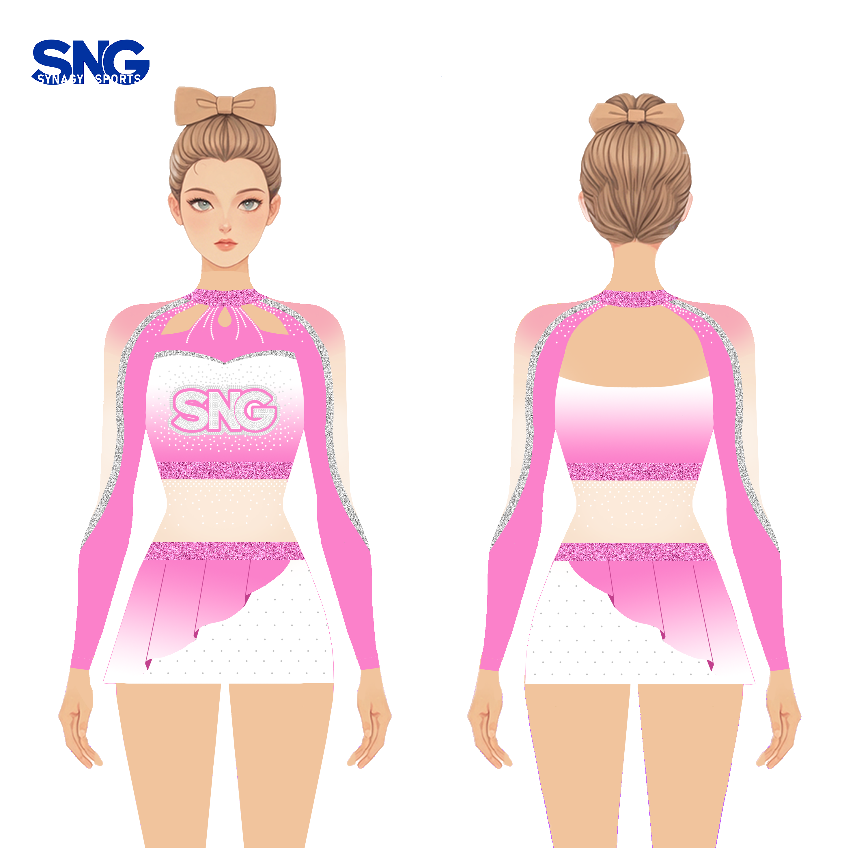 Rhinestone Cheerleading Uniforms Custom Girls Youth Kids Outfits Sideline Cheer Squad Team Uniform Wear