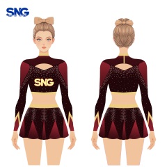 Rhinestone Cheer Uniforms Custom Made Sparkling Design Youth Cheerleading Outfits