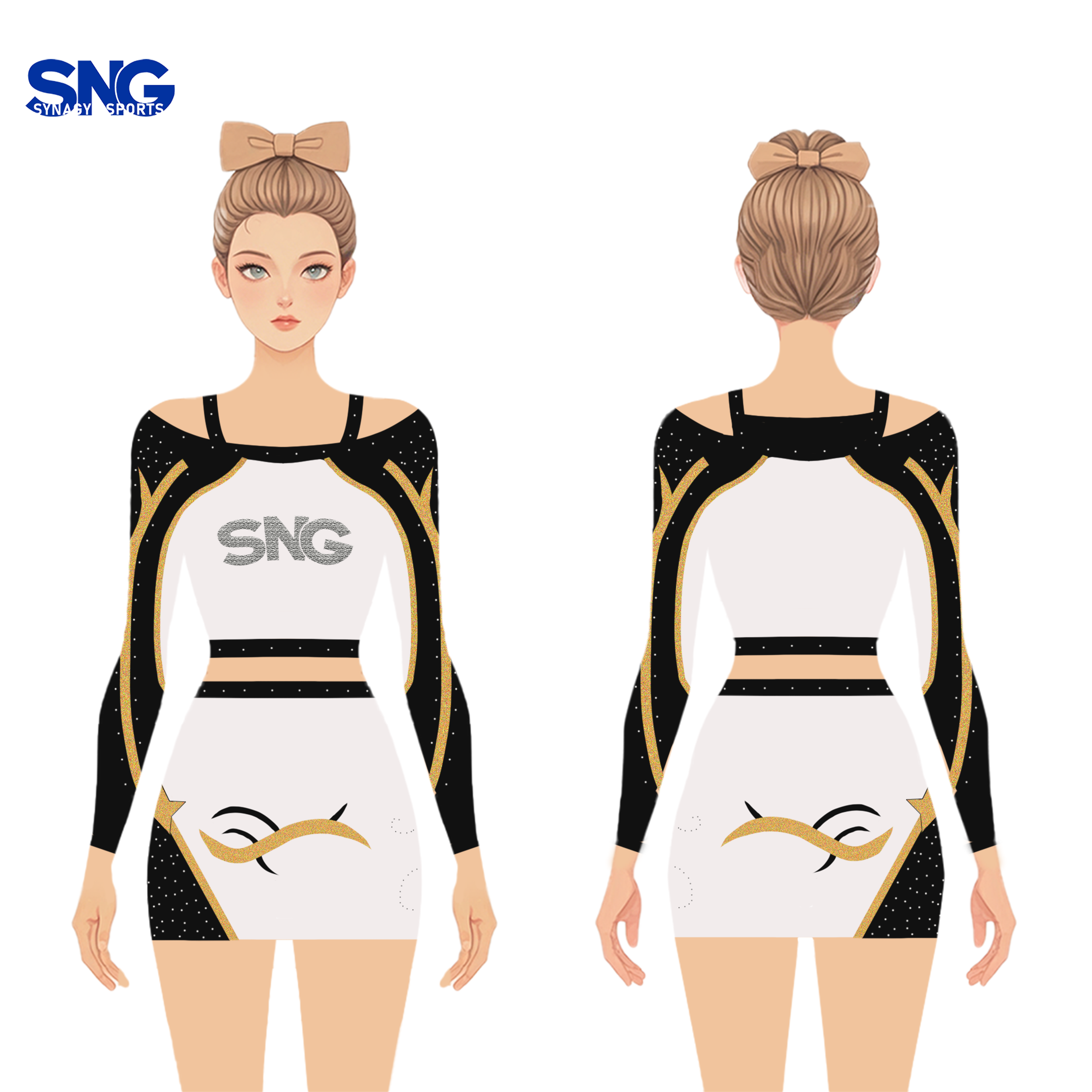 Black Gold Cheerleading Uniforms Reversible Professional High Quality School Varsity Cheer Apparel