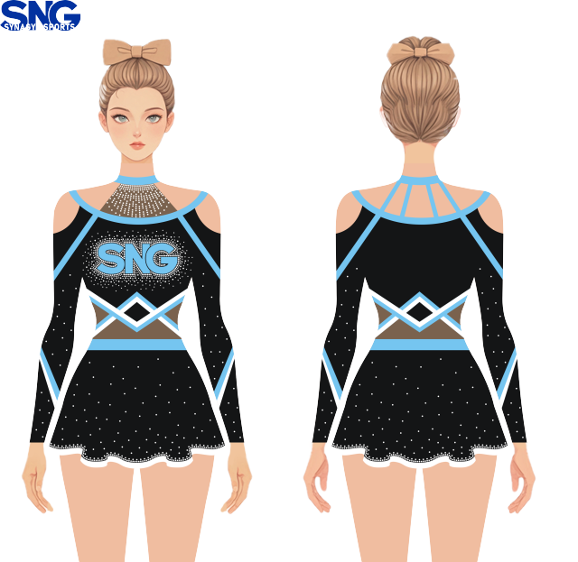 Custom Allstar Cheer Uniforms With Bling Orange White Grey High Quality Professional Cheer Apparel