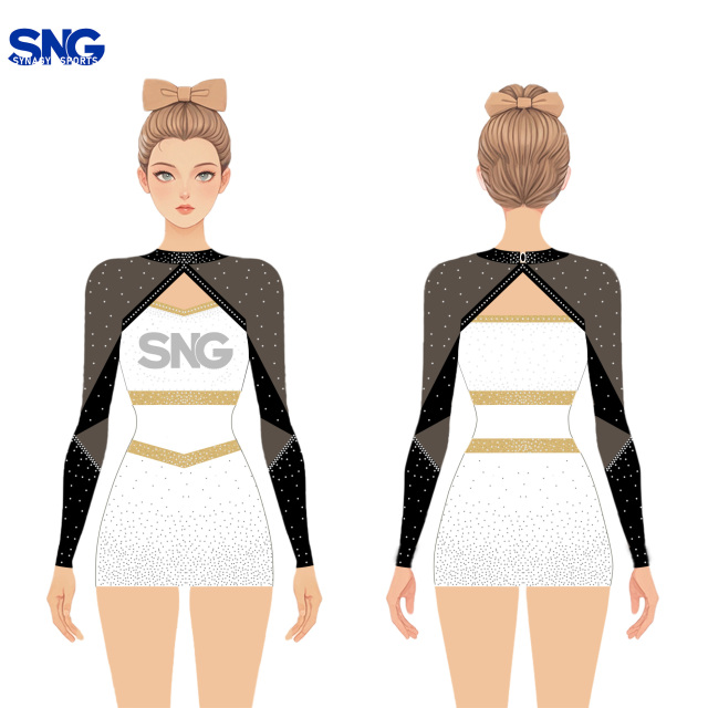 Black Gold Cheerleading Uniforms Professional Grade High Quality Apparel For School Varsity Cheer Squad
