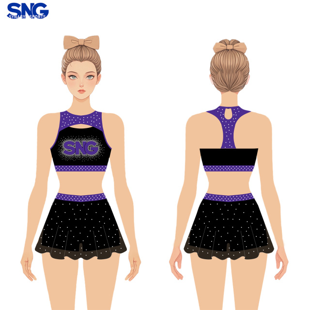 Youth Cheer Practice Wear Flexible High Elastic Fabric For Girls Comfortable Daily Training Outfit
