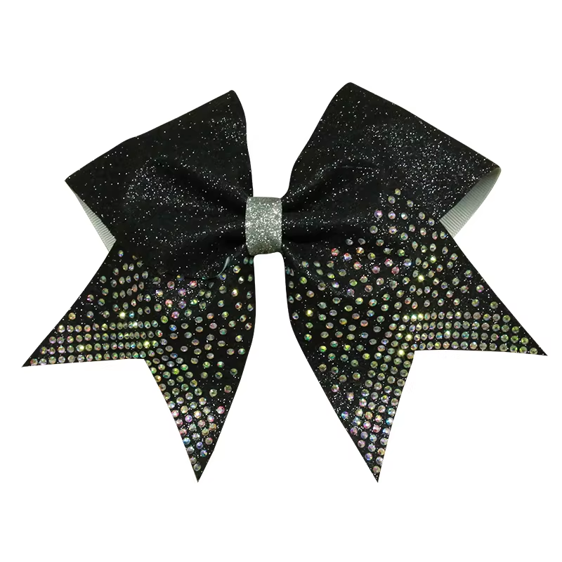 Customized Flat Cheer Bows Rhinestone Embellished For Cheerleader Costume Team Performance Accessory