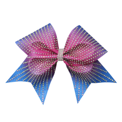 Cheer Competition Bows Teardrop Rhinestone Design Hot Pink Glitter Custom Wolves Team Style Wear