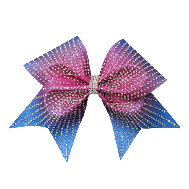 Cheer Competition Bows Teardrop Rhinestone Design Hot Pink Glitter Custom Wolves Team Style Wear