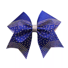 Teardrop Rhinestones Cheer Bow Transfer Template Wolves Design Turquoise Color For Cheer Competition Bows