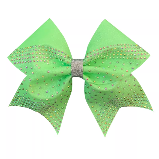 Teardrop Rhinestones Cheer Bow Transfer Template Wolves Design Turquoise Color For Cheer Competition Bows