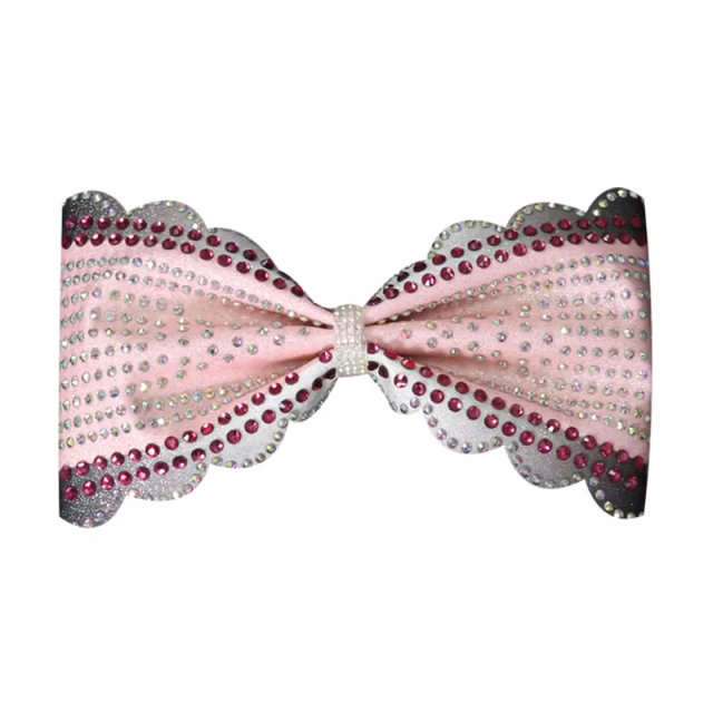 Pink Cheer Bows Teardrop Rhinestone Transfer Custom Wolves Theme For Cheer Competition Uniforms