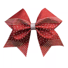 Turquoise Cheer Bows Custom Rhinestone Design 6 Inch Size Tailless Style For Cheer Competitions