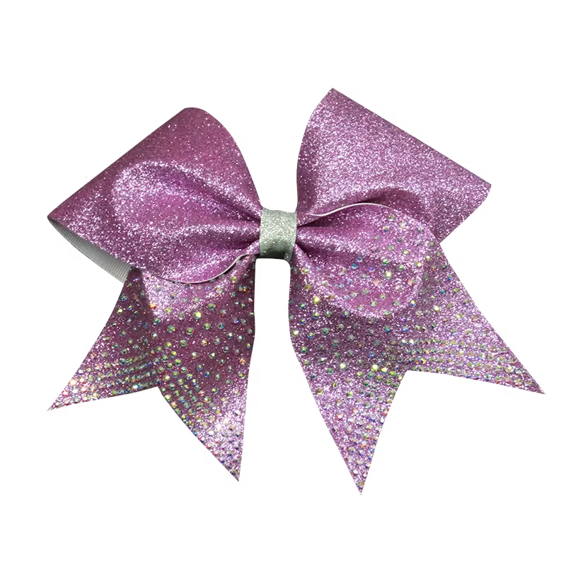 Customized Flat Cheer Bows Rhinestone Embellished For Cheerleader Costume Team Performance Accessory