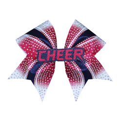 Custom Glitter Cheer Bows Turquoise Hot Pink Shade Rhinestone Embellished For Cheer Team Gifting