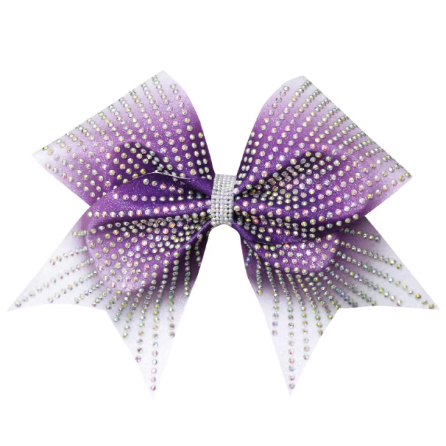 Pink Glitter Cheer Bows With Teardrop Rhinestones Custom Wolves Style For Cheer Competition Wear