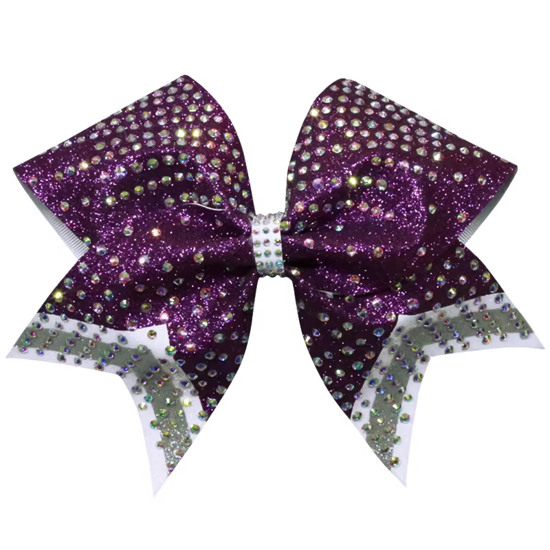 Custom Handmade Cheerleading Bows With Rhinestone Transfers For Cheer Team Game Day Gifts
