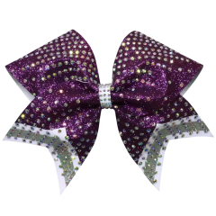 Custom Handmade Cheerleading Bows With Rhinestone Transfers For Cheer Team Game Day Gifts