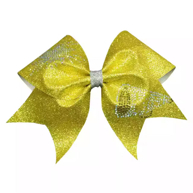 Cheerleader Costume Bows Flat Customized Style With Rhinestone Transfers For Cheer Team Events