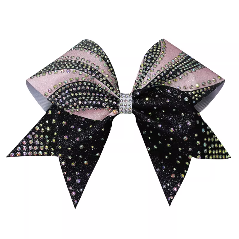 Teardrop Rhinestone Cheer Bow Transfer Custom Wolves Design Turquoise Shade For Cheer Competition Events