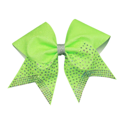 Cheerleading Bows With Rhinestone Transfers Edge Design Hot Fix Tails For Team Competition Use