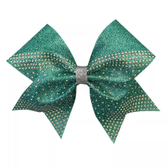 Rainbow Cheer Practice Wear Matching Glitter Cheer Bows Custom Rhinestone Design For Team Use